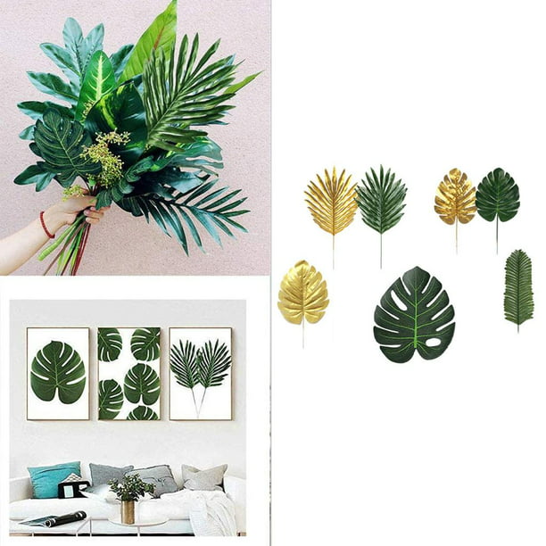 68 piezas de hojas artificiales plantas hojas de Monstera decorativas para  la decoración del tema de del cumpleaños de Gloria Hojas de palma