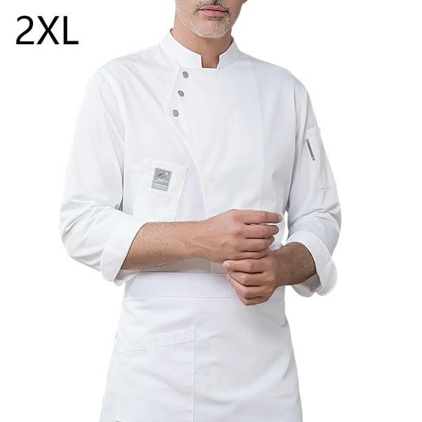 Botones de chef de la chef manga larga del invierno del invierno con los bolsillos delanteros camisas para hombres Trajes profesionales para restaurante White XXL Inevent LF000332-04 | Walmart