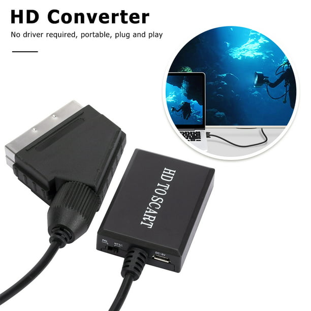 Cable HDMI a Euroconector, Adaptador Convertidor de HDMI a Euroconector  Adaptador de Vídeo HDMI a Euroconector, para Televisores VHS VCR Grabadoras  de
