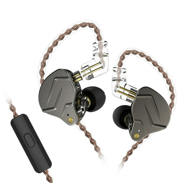 Sidaley KZ ZSN PRO Auriculares con cable de 3,5 mm con micrófono Tipo L Auriculares  Auriculares de llamada de cable largo para teléfonos Cables de audio/vídeo  Gris con micrófono