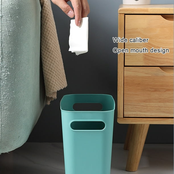 mDesign - Pequeña papelera rectangular de plástico para basura, recipiente  para basura con asas para baño, cocina, oficina en casa, dormitorio