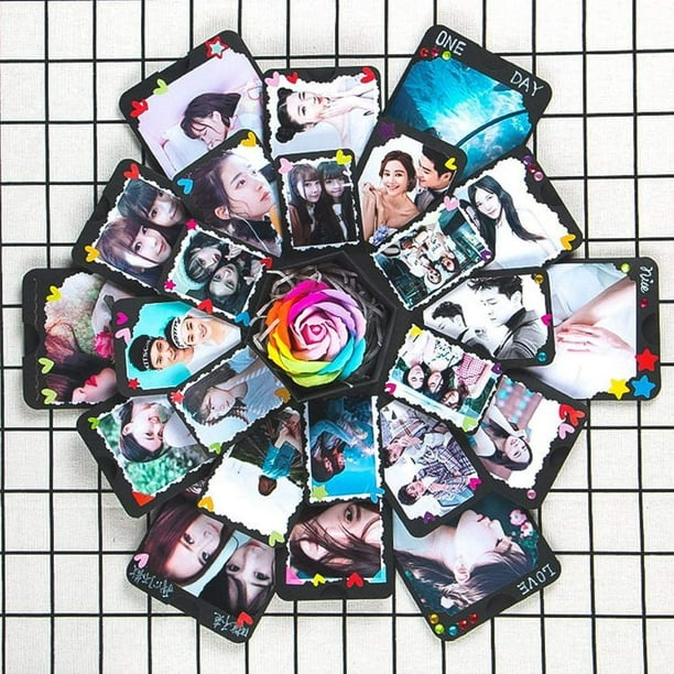 Caja de explosión creativa de 6 caras, álbum de fotos de memoria de amor,  álbum de fotos, álbum de recortes, caja sorpresa para cumpleaños