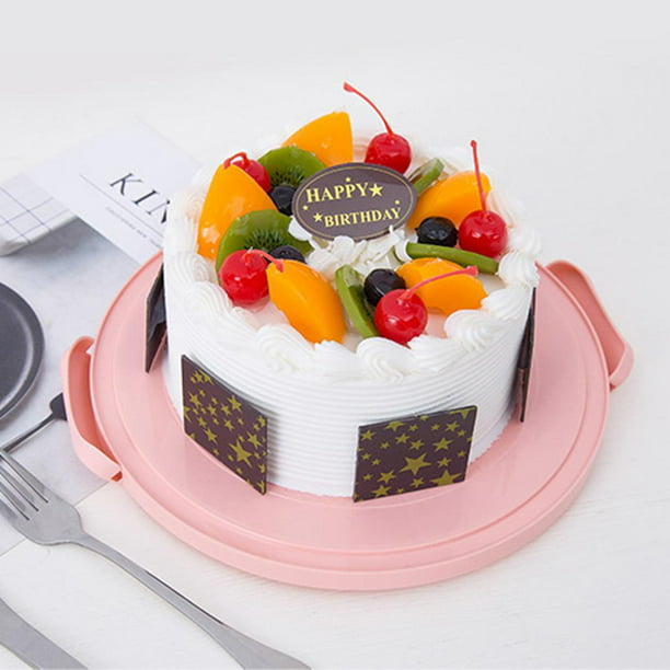 Zoofen – Porta tartas de plástico con asa, soporte para tartas de 10  pulgadas con tapa, contenedor rosa para tartas redondo de 10 pulgadas para