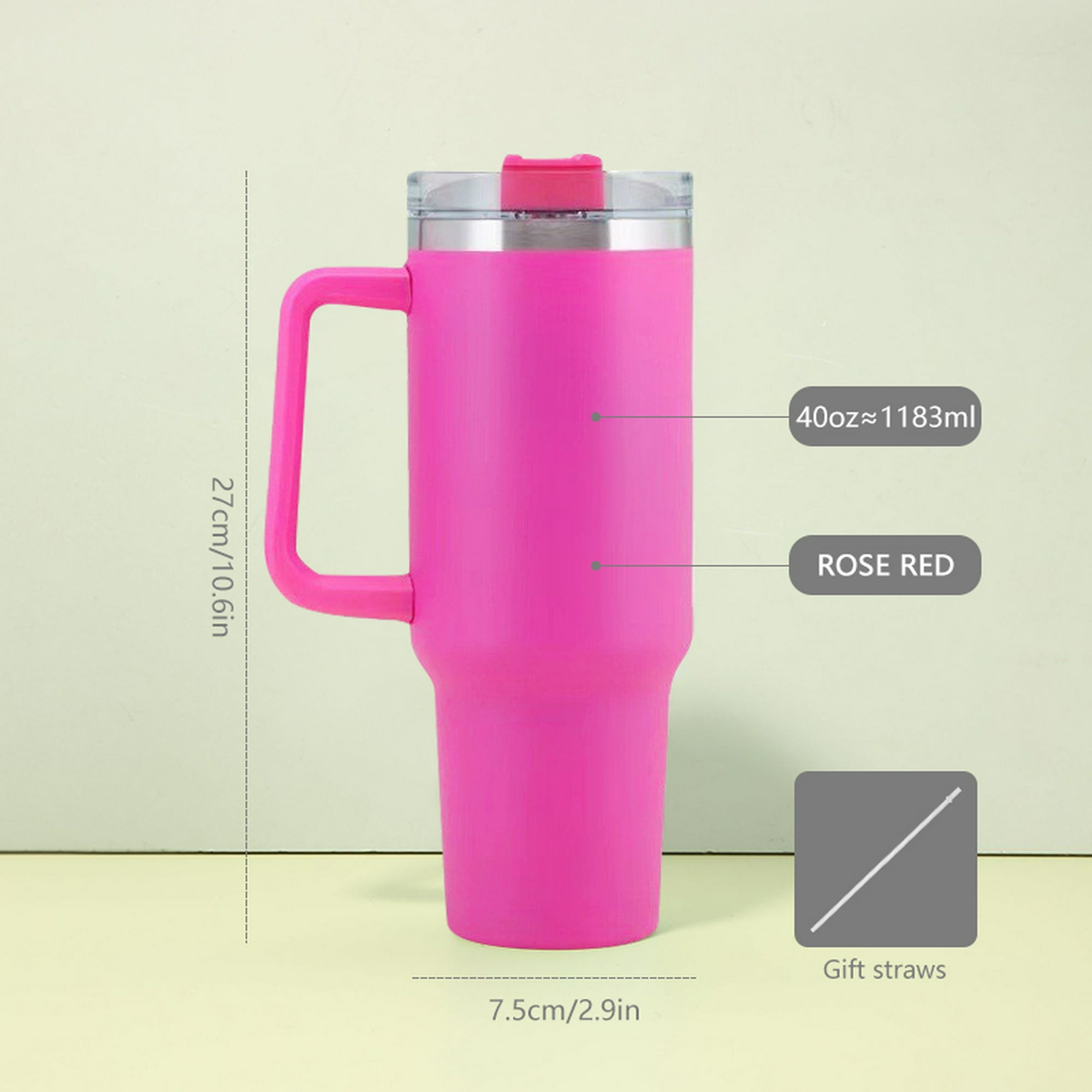 Thermos Taza Termo De Acero Inoxidable De 40 Oz Con Tapa De Paja Mango Para  Café Leche Mantener Caliente Botella De Agua Fresca