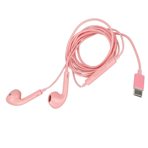 Auriculares USB C Micrófono estéreo HiFi multifunción y Control de Volumen  Auriculares con Cable para Dispositivo de Interfaz Tipo C Rosa