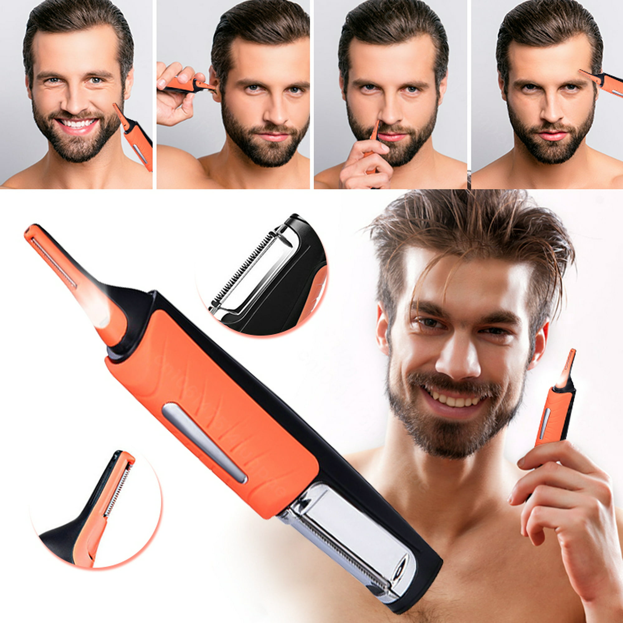 WAHL Recortadora eléctrica inalámbrica recargable todo en uno para oídos,  nariz, detalles y barba para hombres, bigote, pelo de orejas y nariz, y