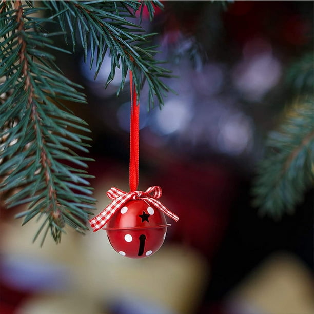 Inteprter 12 Uds. Campana de Navidad rojo blanco Metal cascabeles grandes  árboles de Navidad adornos colgantes vacaciones suministros de decoración  para Kits de decoración para fiestas Inteprter HA008656-00