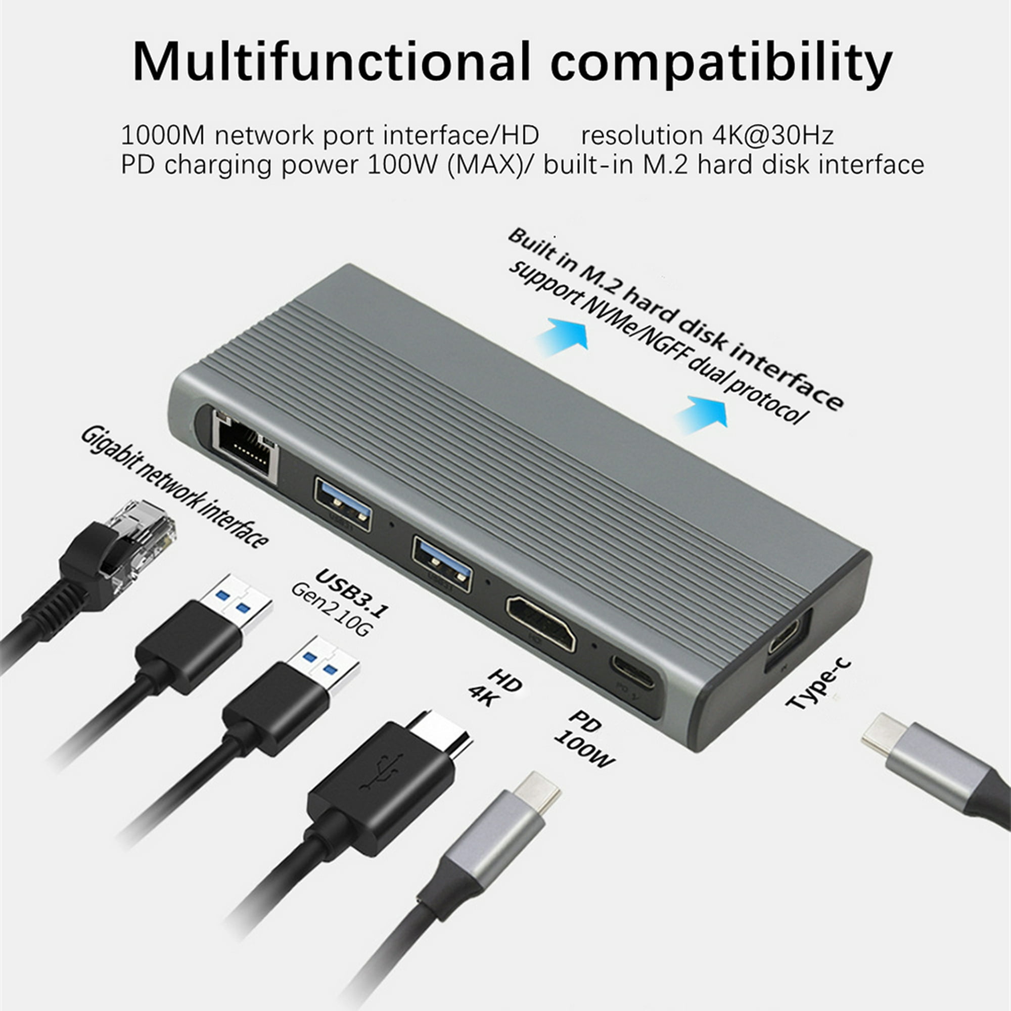 uni Adaptador USB 3.0 a Ethernet Gigabit, concentrador USB de alta  velocidad con Ethernet, puerto USB-A a red LAN 4 en 1 de aluminio  resistente RJ45