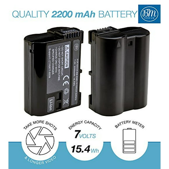 bm premium 2 pack de baterías enel15b para cámaras digitales nikon z6 z7 d780 d850 d7500 1 v1 bm premium