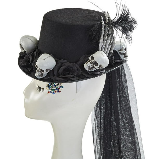 Atractivo Sombrero de Dama como Accesorio de Disfraz Mujer  Pirata/Negro/Gorro para la Cabeza Pirata Mujer/Ideal para Festival y Fiesta  de Disfraces
