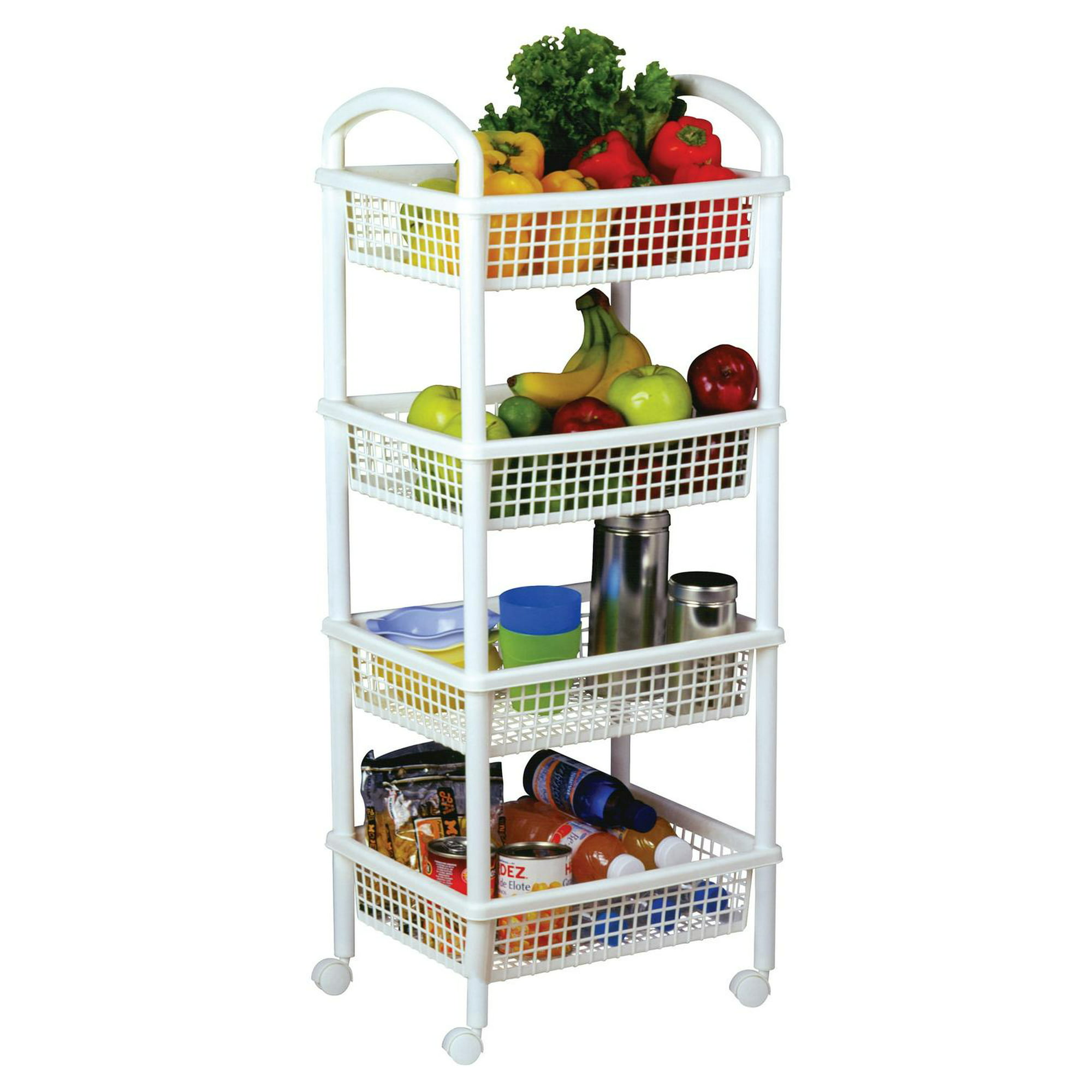Comprar Carrito de cocina, suelo de cocina, carrito de almacenamiento de  frutas y verduras multicapa, espacio estrecho, organizador lateral móvil  para nevera
