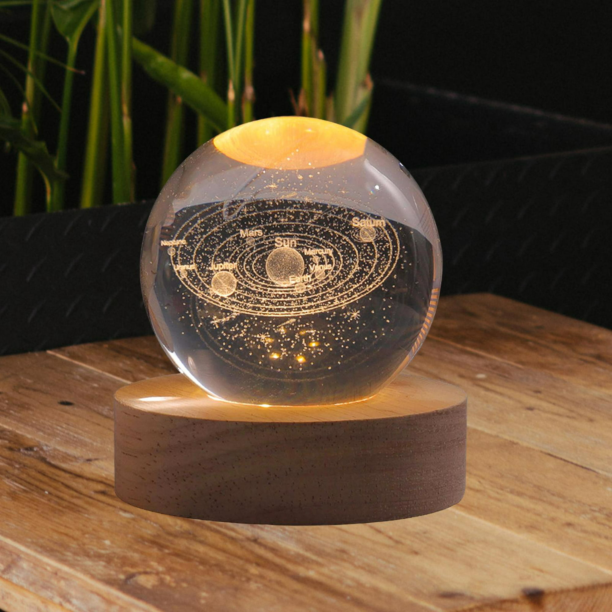 Bola de cristal LED Luz nocturna Base de madera Adorno Lámpara de mesa  decorativa de 2,4 para Acción de Gracias, cumpleaños, sala de estar,  EstiloB Salvador Luz de noche
