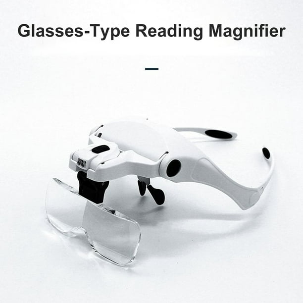Gafas Lupa con luz lentes Intercambiables 1.5x 2.5x 3.5x