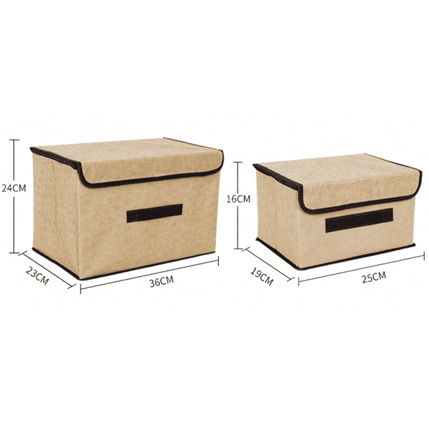 cajas de almacenamiento de tela con asas, cajas organizadoras con  tapa,cestas de lino cubo para el hogar, dormitorio, armario, oficina,  guardería, .