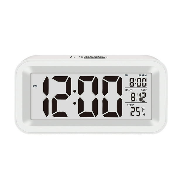 Reloj despertador analógico silencioso con luz nocturna, despertador  portátil, dormitorio, oficina, viaje con batería (blanco) ER