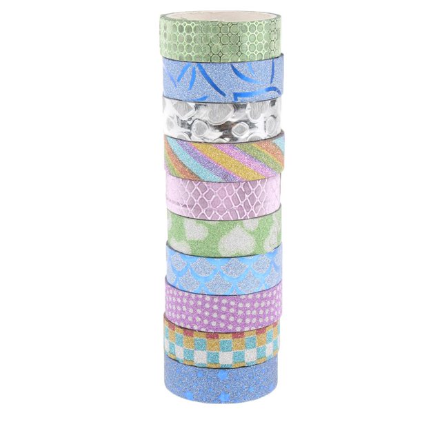 10pcs Glitter Washi Tape Papelería Cintas Adhesivas decorativas