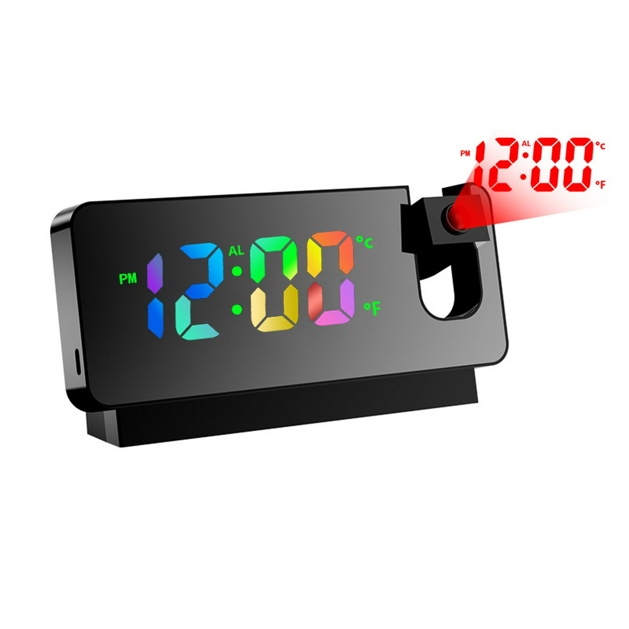 Reloj despertador de proyección Digital LED con rotación de 180 °, reloj  electrónico silencioso, proyector de