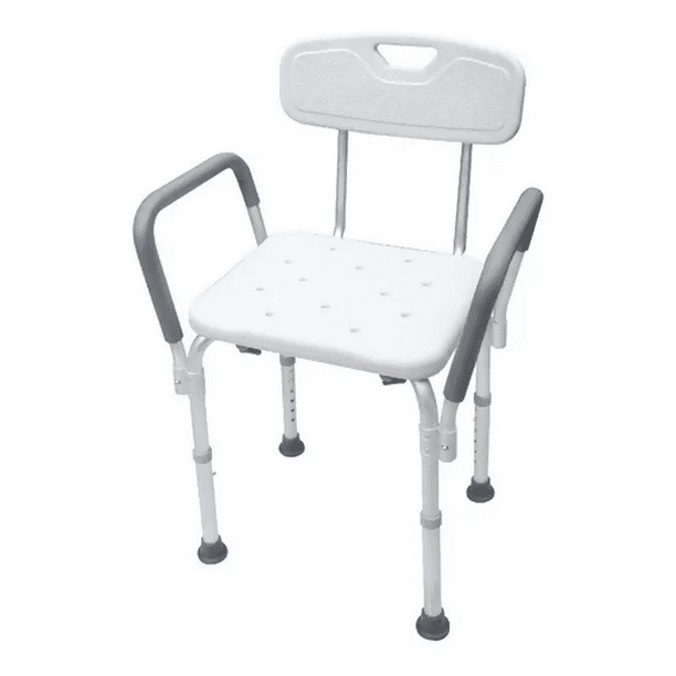 Silla de ducha con brazos y respaldo, 400 libras, silla de ducha plegable  de 6 niveles ajustables, pies antideslizantes, asiento de ducha para lavado