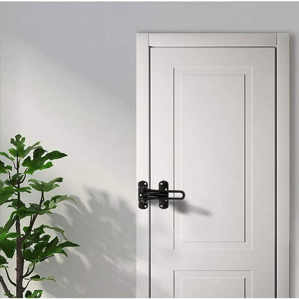 Cerradura de refuerzo de puerta Cerradura de barra oscilante para seguridad  en el hogar Cerraduras de puerta delantera para niños Espesar aleación de  aluminio sólido (Negro)