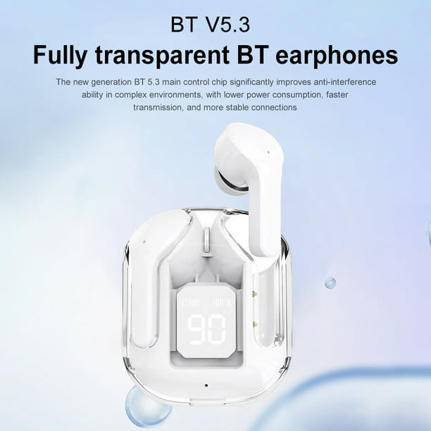 Auriculares inalámbricos Auriculares digitales transparentes 5.3  compatibles con Bluetooth (rosa) Ndcxsfigh Para estrenar