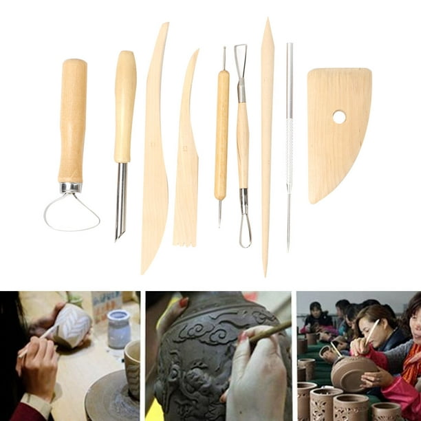 VILLCASE 3 juegos de herramientas de cerámica, 8 piezas, escultura de  cerámica, tallado de arcilla, herramientas de cerámica para adultos, kit de