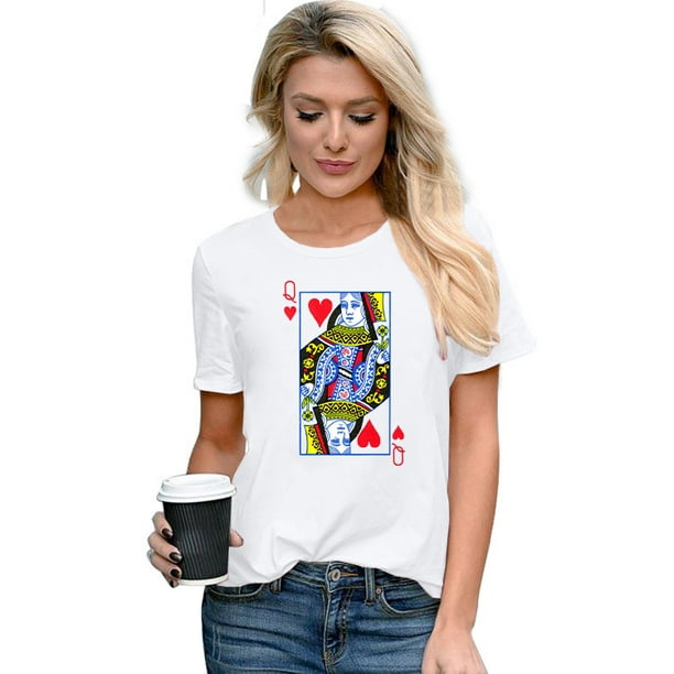 Camiseta de la reina de los corazones para las mujeres Camisetas gráficas  divertidas de la vendimia Camiseta fresca linda de la reina Camisetas  casuales de manga corta, GREY, XL JAMW Sencillez