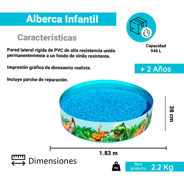 Alberca Infantil Circular Dinosaurios Bestway Plástico Duro PVC Resistente  183 cm | Bodega Aurrera en línea