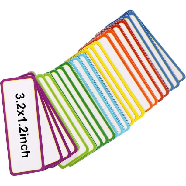 Etiquetas magnéticas de borrado en seco – Juego de 25 – 4 x 2 pulgadas –  Imanes de placa de nombre para pizarra blanca para el aula