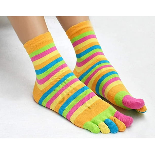 Calcetines con punta para mujer, 5 dedos, algodón, atléticos