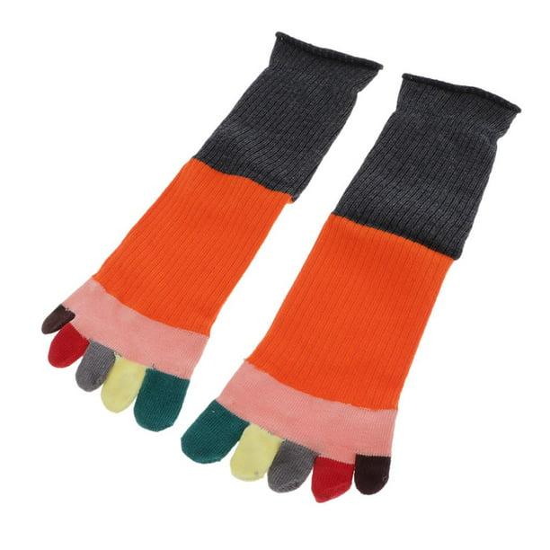 Comprar Wiwilys Calcetines de algodón de cinco dedos para mujer Otoño e  Invierno calcetines de tubo medio de Color caramelo calcetines de cinco dedos  calcetines con dedos abiertos