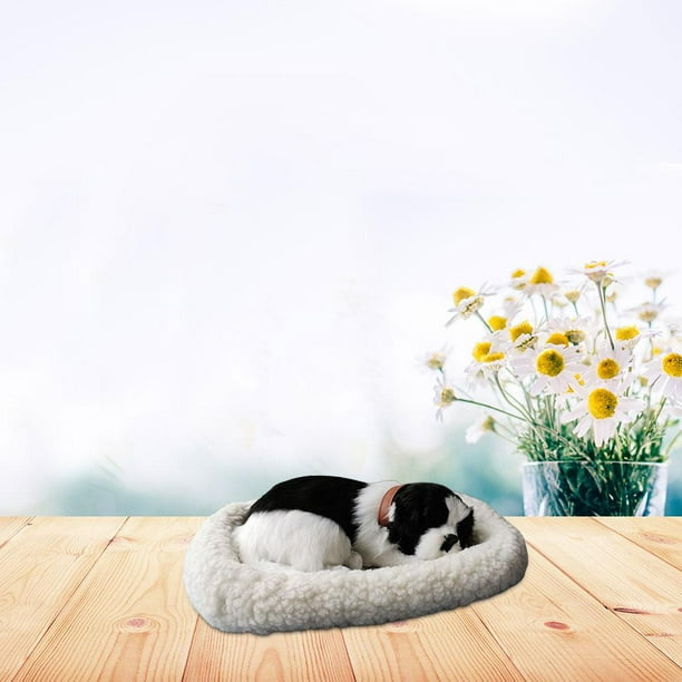 Juguete de gato durmiendo realista, muñeco de Animal relleno de gato que  respira con estera, juguetes de peluche para niños, adorno para el hogar