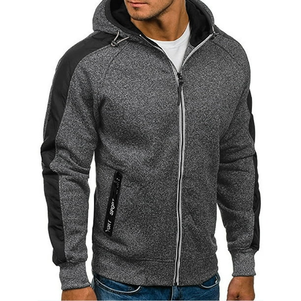 Gibobby Sudaderas de hombre Sudadera de forro polar con capucha y cremallera  completa para hombre(Gris,G)