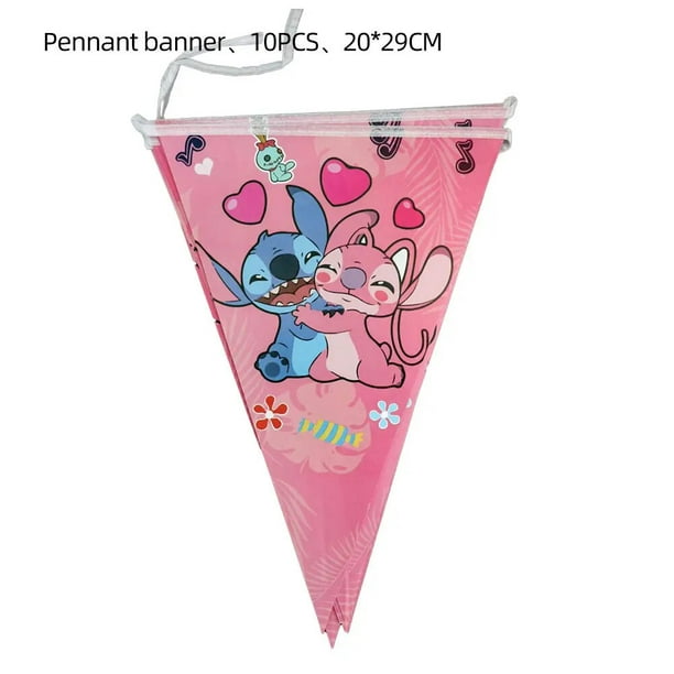 Disney Lilo & Stitch Suministros para fiestas de cumpleaños Plato de papel  Taza Banner Globo Ángel rosa Decoración de fiesta Niños Niñas Baby Shower
