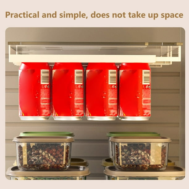 Organizador portátil de latas de refresco para estante de refrigerador,  soporte para latas de cerveza, estante deslizante para almacenamiento de  nevera, plástico transparente, paquete de 2 brillar Electrónica