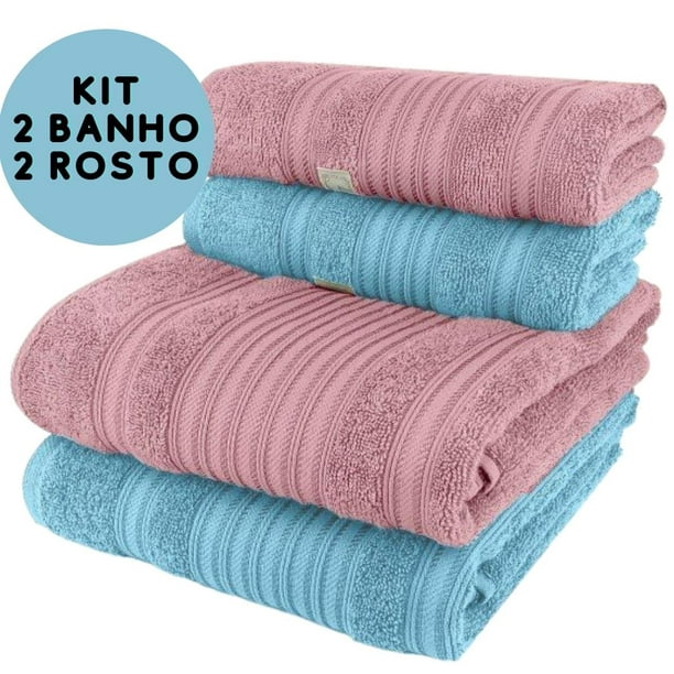 Juego de toallas de baño grandes de 4 piezas - 100% algodón suave