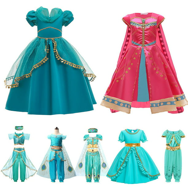  Disfraz de princesa árabe jazmín para cosplay, vestido