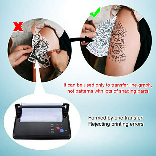 ATOMUS Máquina de transferencia de tatuajes con 20 piezas de papel de  transferencia de tatuajes portátil de transferencia de tatuajes impresora