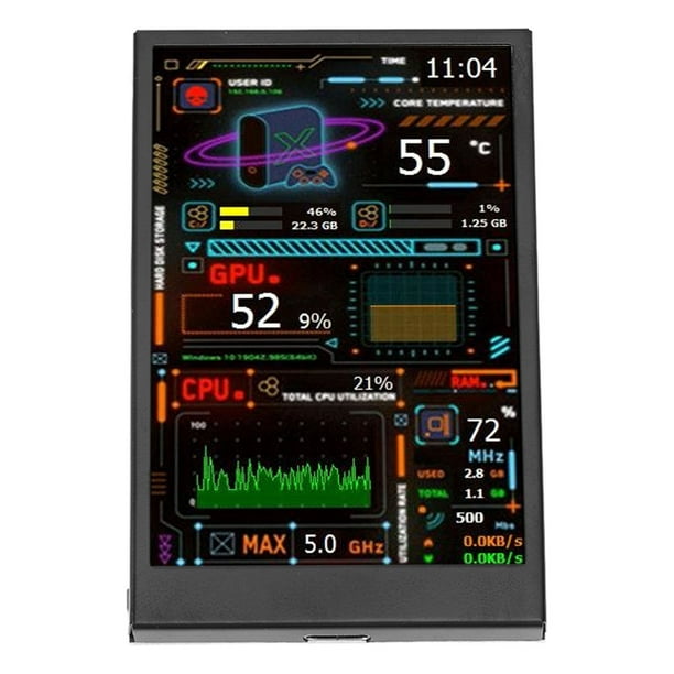 Monitor de datos HDD para PC, CPU, GPU, RAM, pantalla de 3.5 pulgadas, IPS  USB, mini pantalla, rotación de 360°, pantalla de temperatura de PC Plug