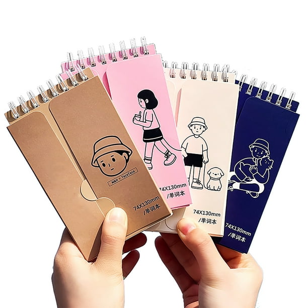 Mini cuadernos de bolsillo con espiral pequeño, 4 unidades, libros de notas  con encuadernación superior, rendimiento confiable Jadeshay A