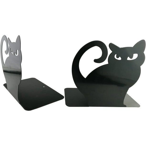 Sujetalibros - gato, color negro - Decora con metal