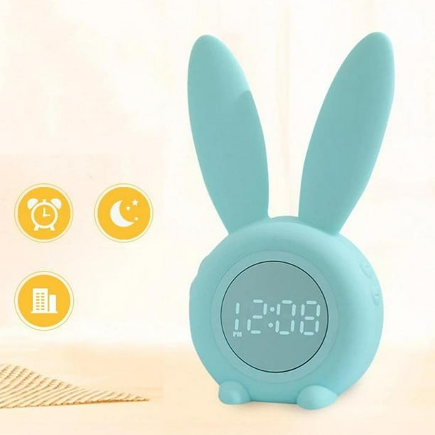 Reloj Despertador para niños Conejo, Lámpara LED Digital Reloj Despertador  Luz Nocturna Niña Niños Día Noche Niño Volumen Ajustable Snooze Despertador,  Regalo de cumpleaños JAMW Sencillez