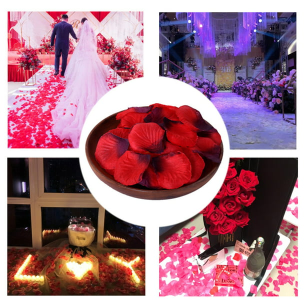 Confeti pétalos de rosas rojas 40cm para bodas ✓