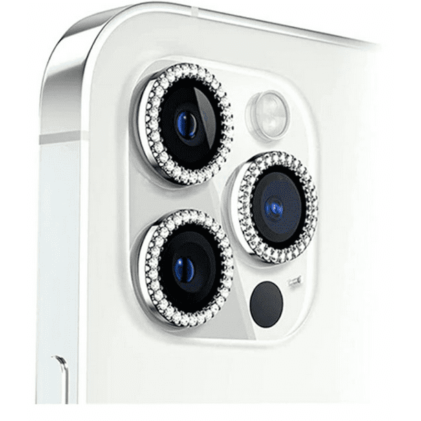 Protector de cámara con brillantes de imitación para iPhone 13 Pro Max  Color Plata Genérica Protector de cámara