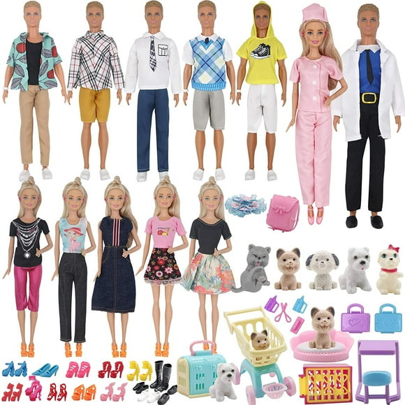 ztweden 85pcs ropa y accesorios para muñecas de 12 pulgadas incluye conjunto de cuidado de mascotas con 25 prendas de vestir camisa jeans traje zapatos juego de doctor para mascotas carrito y m