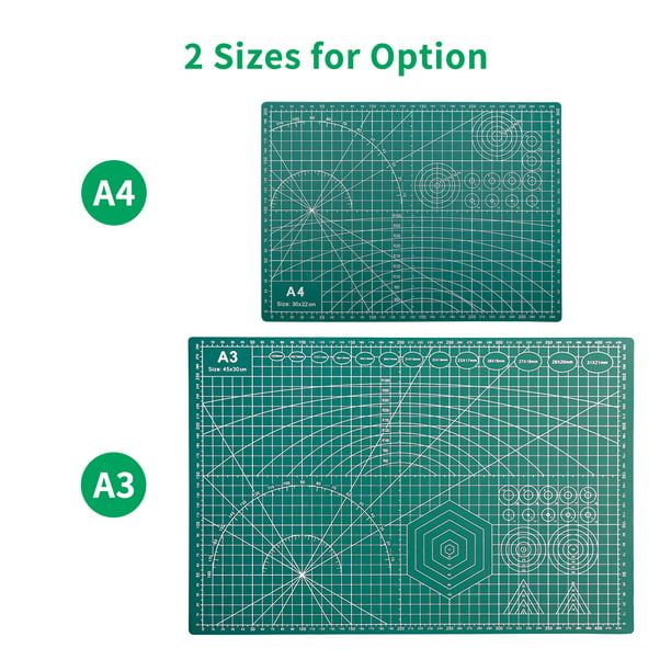 Tapete de corte Uchida, compatible con costos, color verde A3 de doble cara