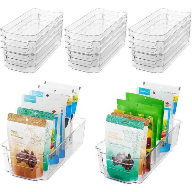  Organizador de nevera, organizador de refrigerador, juego de 4  contenedores organizadores de refrigerador y organizador de congelador.  Contenedores de almacenamiento transparentes con asas para organización y  almacenamiento de despensa. Por