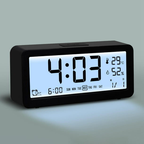 Reloj despertador digital con proyector de alarma, reloj despertador LED  con pantalla de temperatura de habla por voz multifunción negra