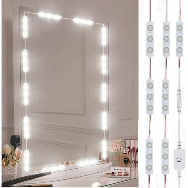 KeShu Luces LED de espejo de tocador de 13 pies, tira de luces LED con  sensor de movimiento ultra brillante, luces de espejo flexibles, luces LED  para