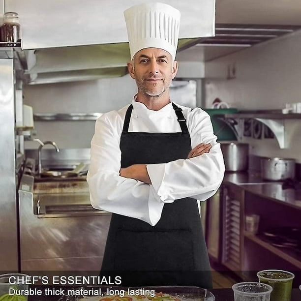  Delantal negro Delantal blanco Delantal de cocina de chef para  mujeres Hombres con bolsillos, Blanco : Hogar y Cocina