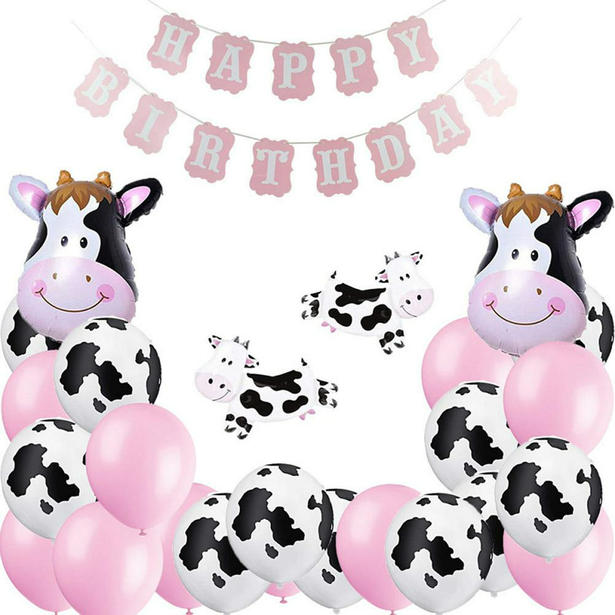 Decoración globos de cumpleaños niña Vaquita Vaca LoLa Animales de